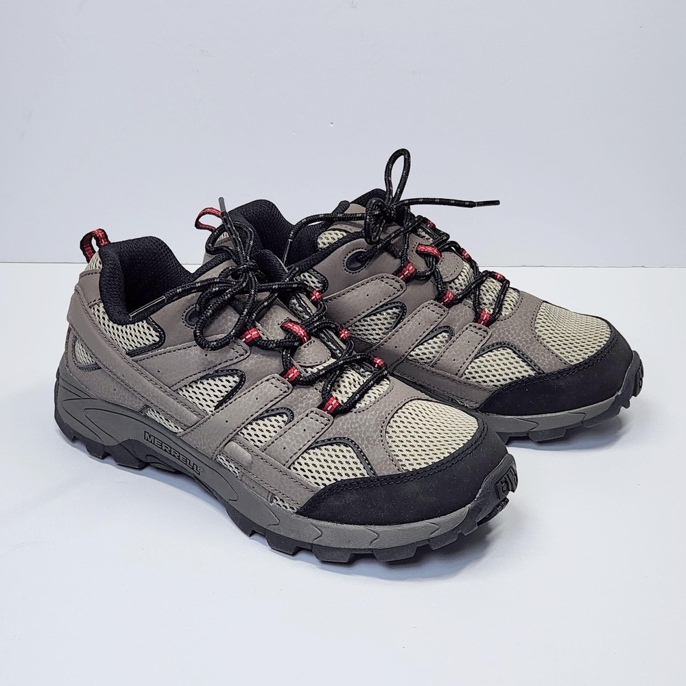 Merrell Moab 2 Low Lace Shoes Mens Size 5.5 Beige Gray Hiking Trail Outdoor